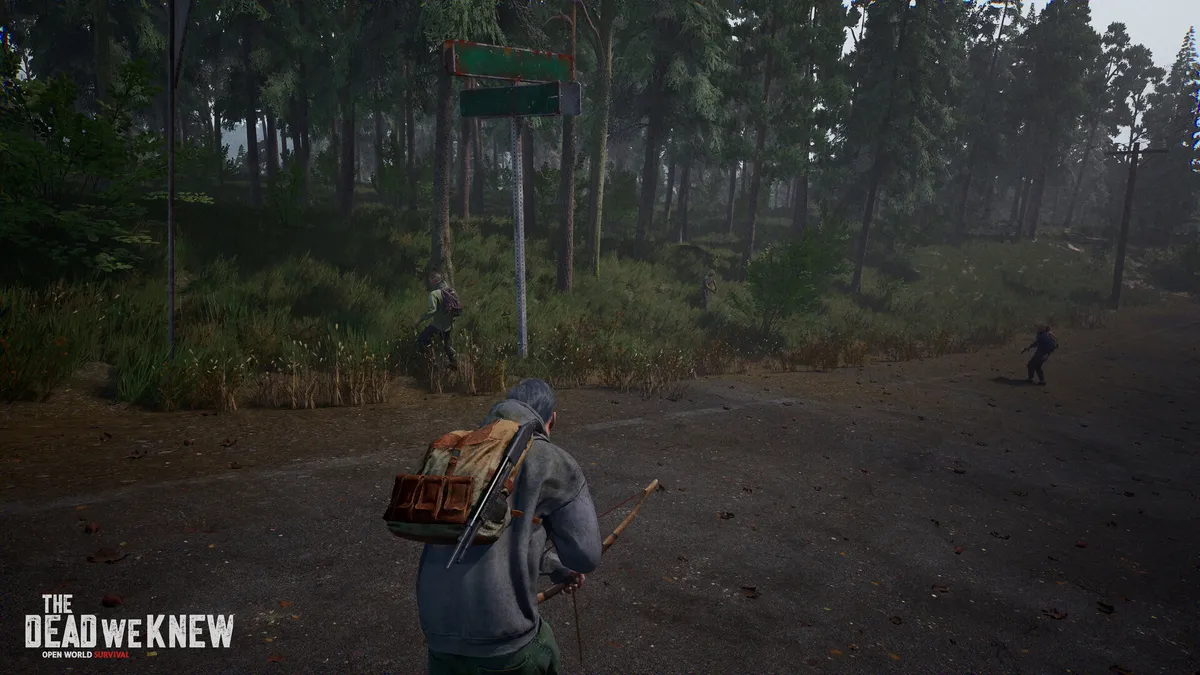 Weapons, firearms, and survival armor arranged on a workbench in The Dead We Knew